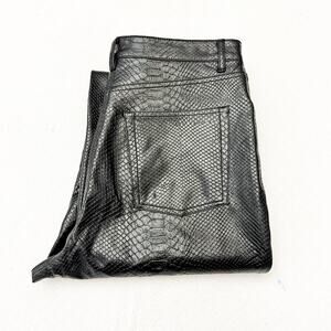 Wilfred by Aritzia Black Faux Snakeskin Patterned Wide Leg Pant Size 10